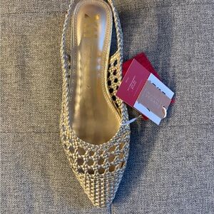 Gold Braided Pointed-Toe Flat - Women's